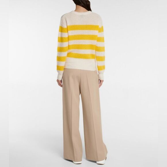 A.P.C. Lia Yellow-Stripe Pullover Sweater Sz M Alpaca-Wool-Blend Paris - Picture 4 of 8